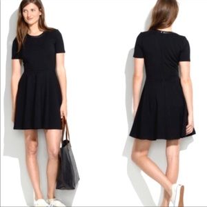 Madewell Leather Trim Fit & Flare Skater Dress, XS